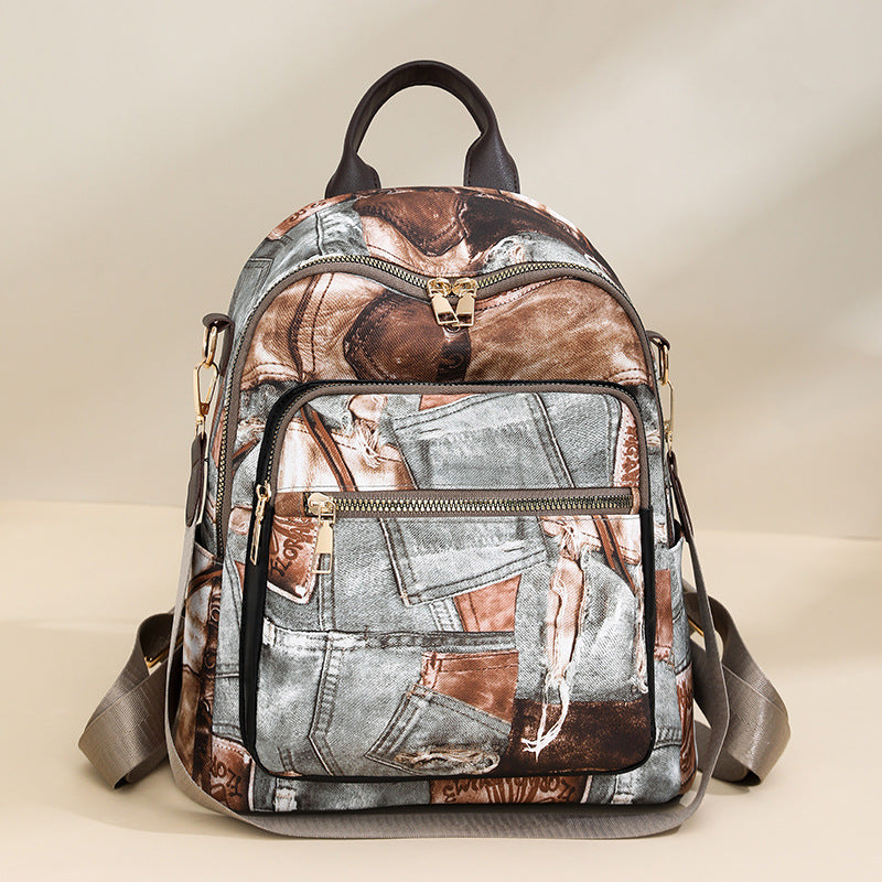 Stylish Denim Pattern Backpack LoungeYard — product view 3