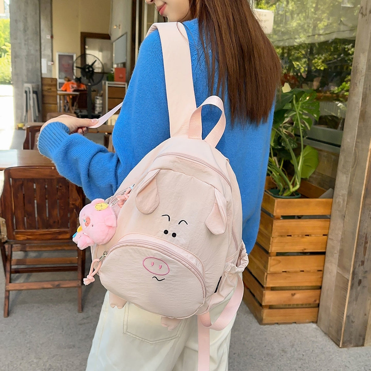 Cute Pig-Themed Backpack LoungeYard — product view 3