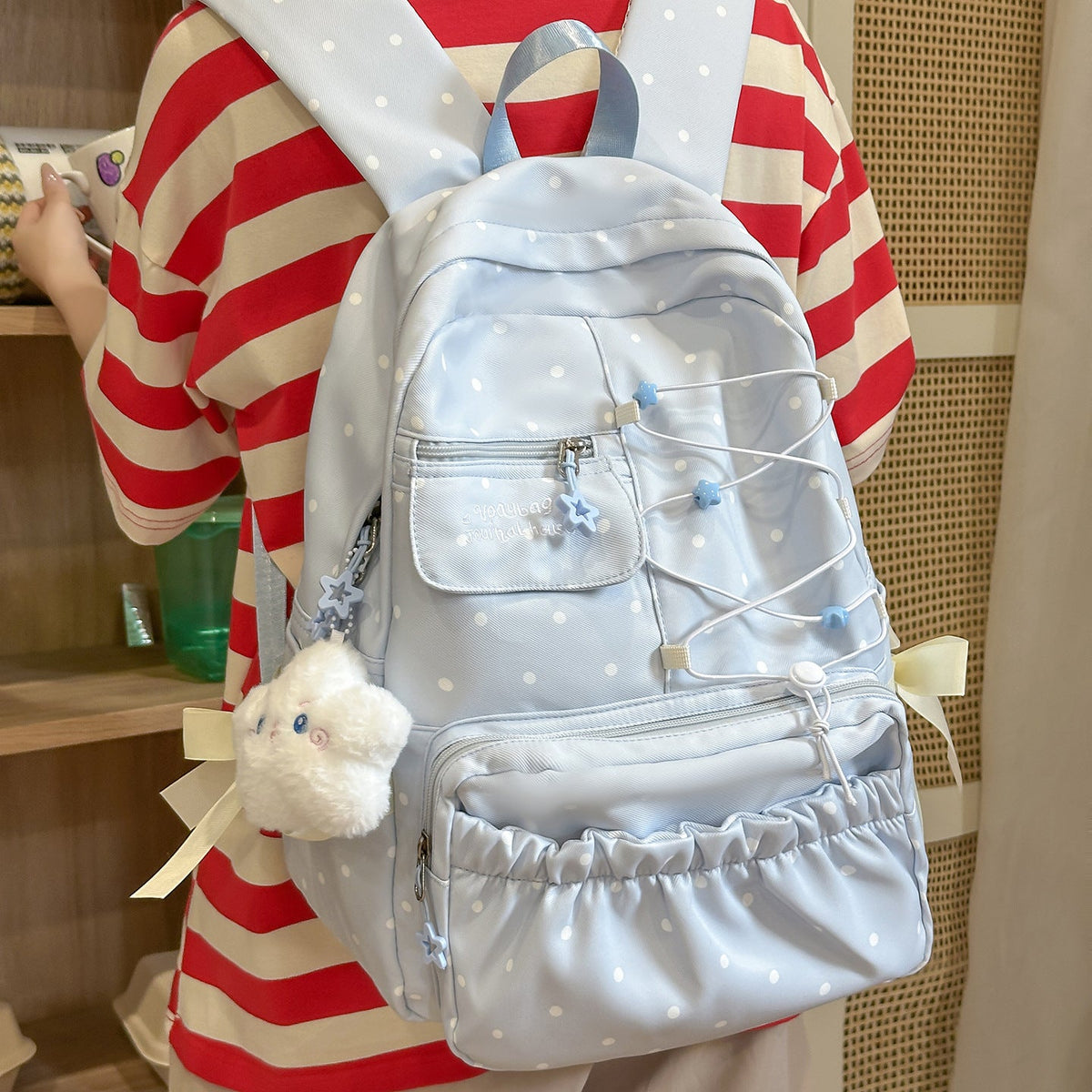 Cute Polka Dot Design Backpack LoungeYard — product view 1