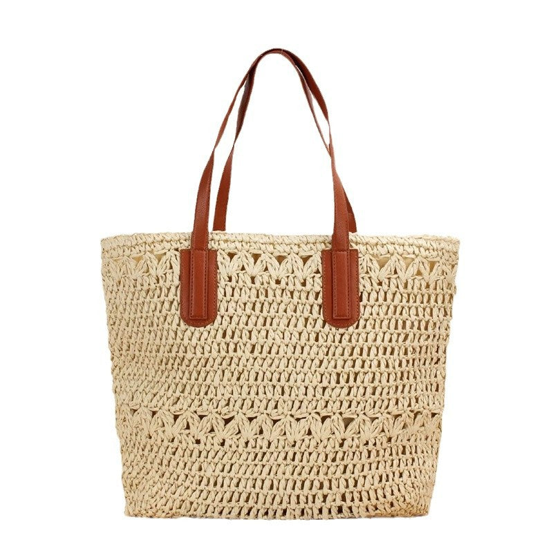 Natural beach bag with sturdy leather handles LoungeYard — product view 5