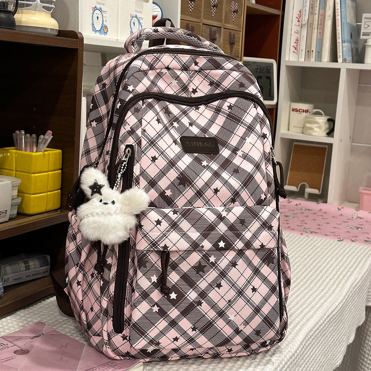 Plaid Patterned Backpack LoungeYard — product view 6