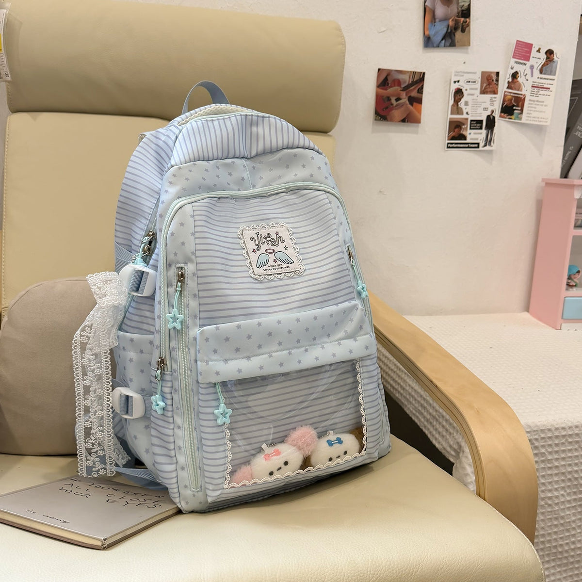 Trendy Striped School Backpack LoungeYard — product view 7
