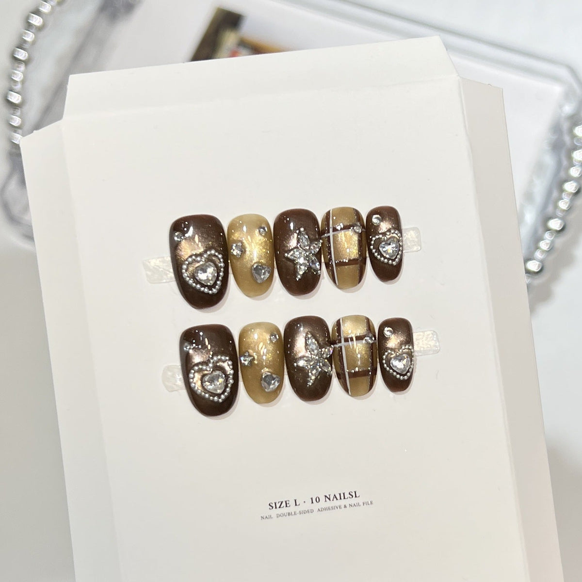 Decorative Heart and Star Press-On Nail Set — product view 4