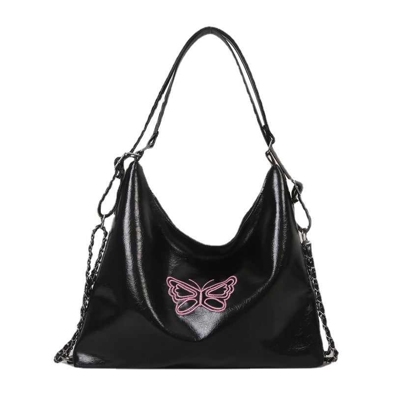 Butterfly-Embroidered Slouchy Handbag — product view 5