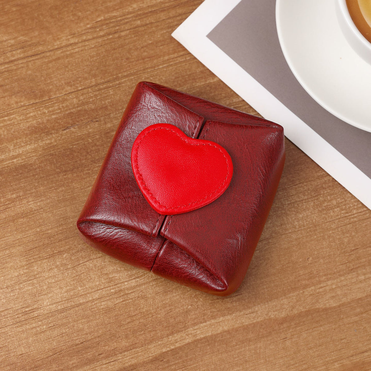 Heart-Embellished Leather Coin Purse — product view 1