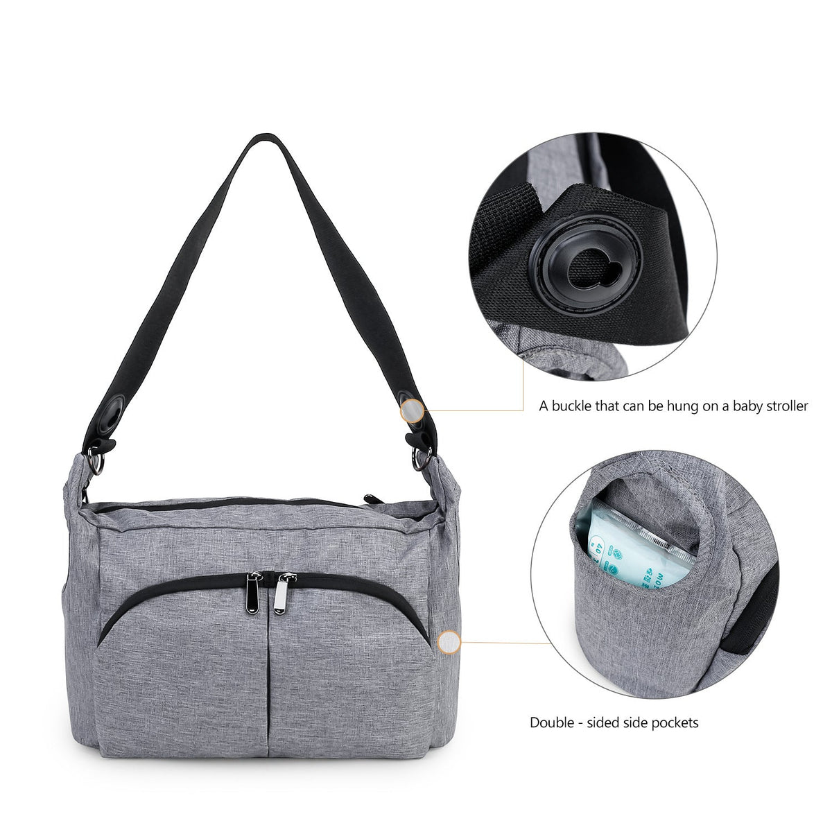 Practical shoulder bag with multiple compartments LoungeYard — product view 2