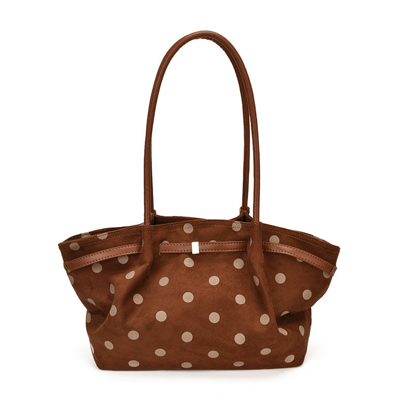 Polka Dot Suede Shoulder Tote — product view 1