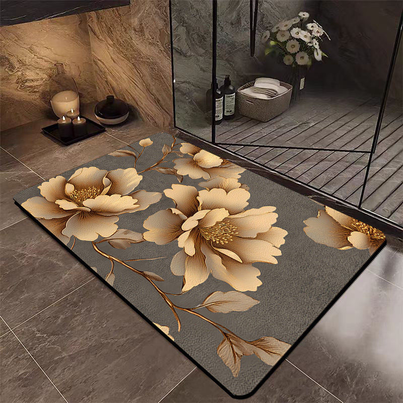 Luxury Floral Bathroom Mat LoungeYard — product view 1