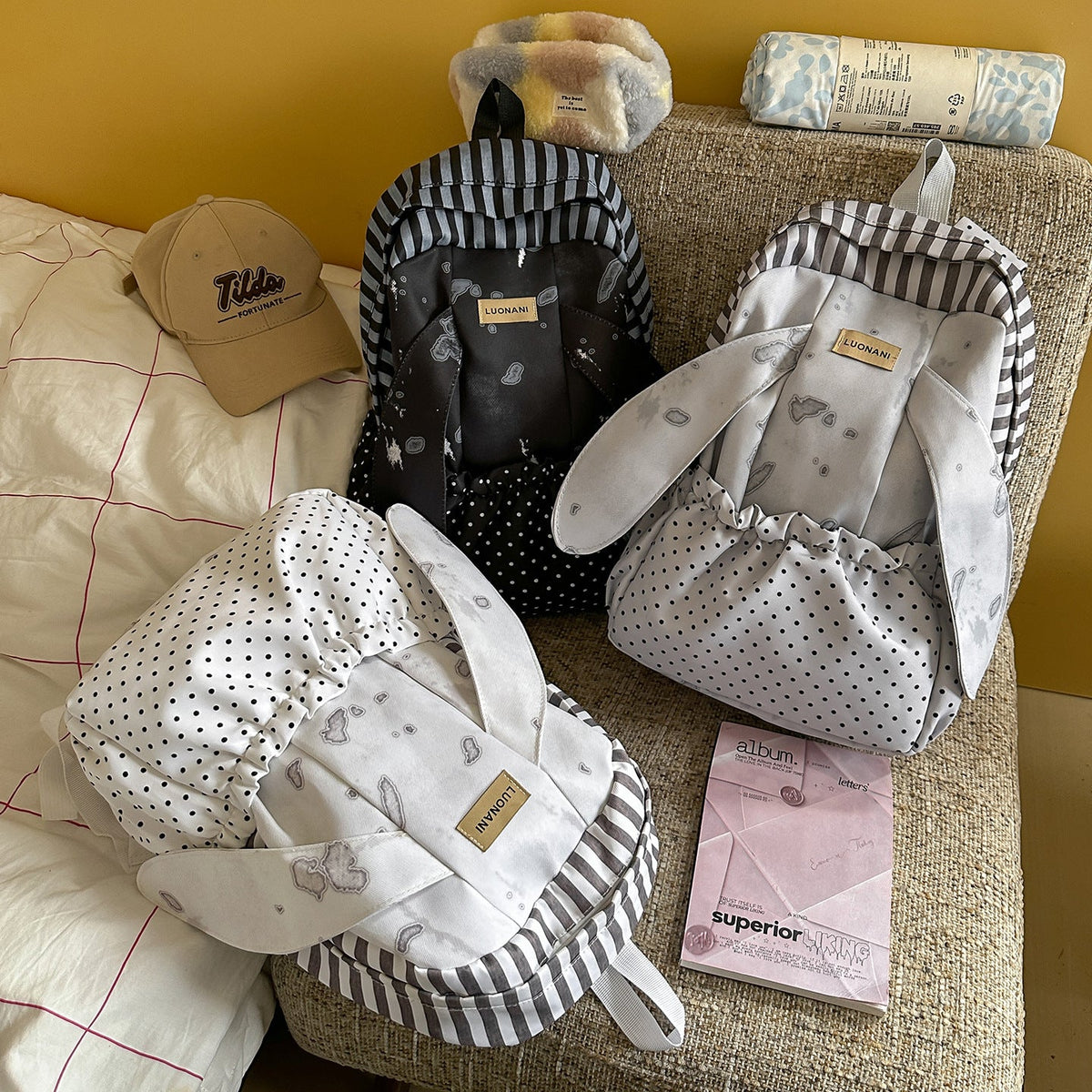 Playful Bunny-Ear Design Backpack LoungeYard — product view 4