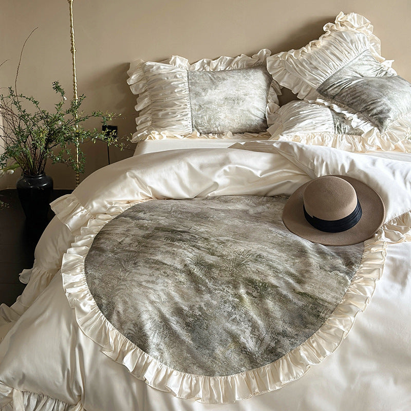 Luxurious Ruffle Bedding Set with Velvet Heart Appliqué — product view 2