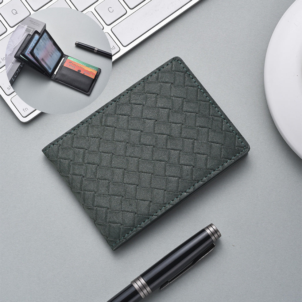 Stylish Woven Leather Cardholder LoungeYard — product view 3