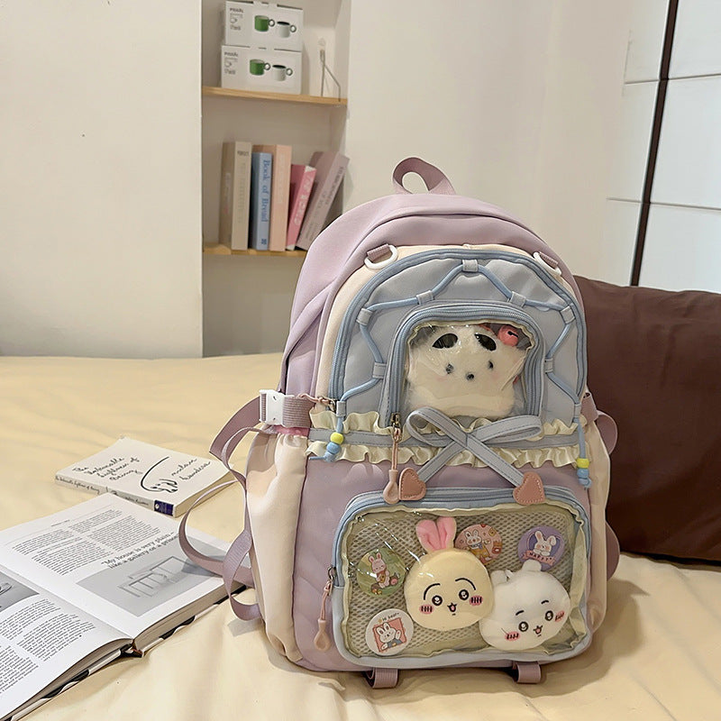 Fashionable leisure backpack with creative details and versatile compartments LoungeYard — product view 2