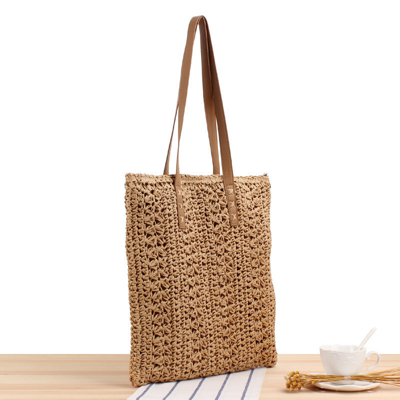 Braided summer bag with sturdy leather handles LoungeYard — product view 4