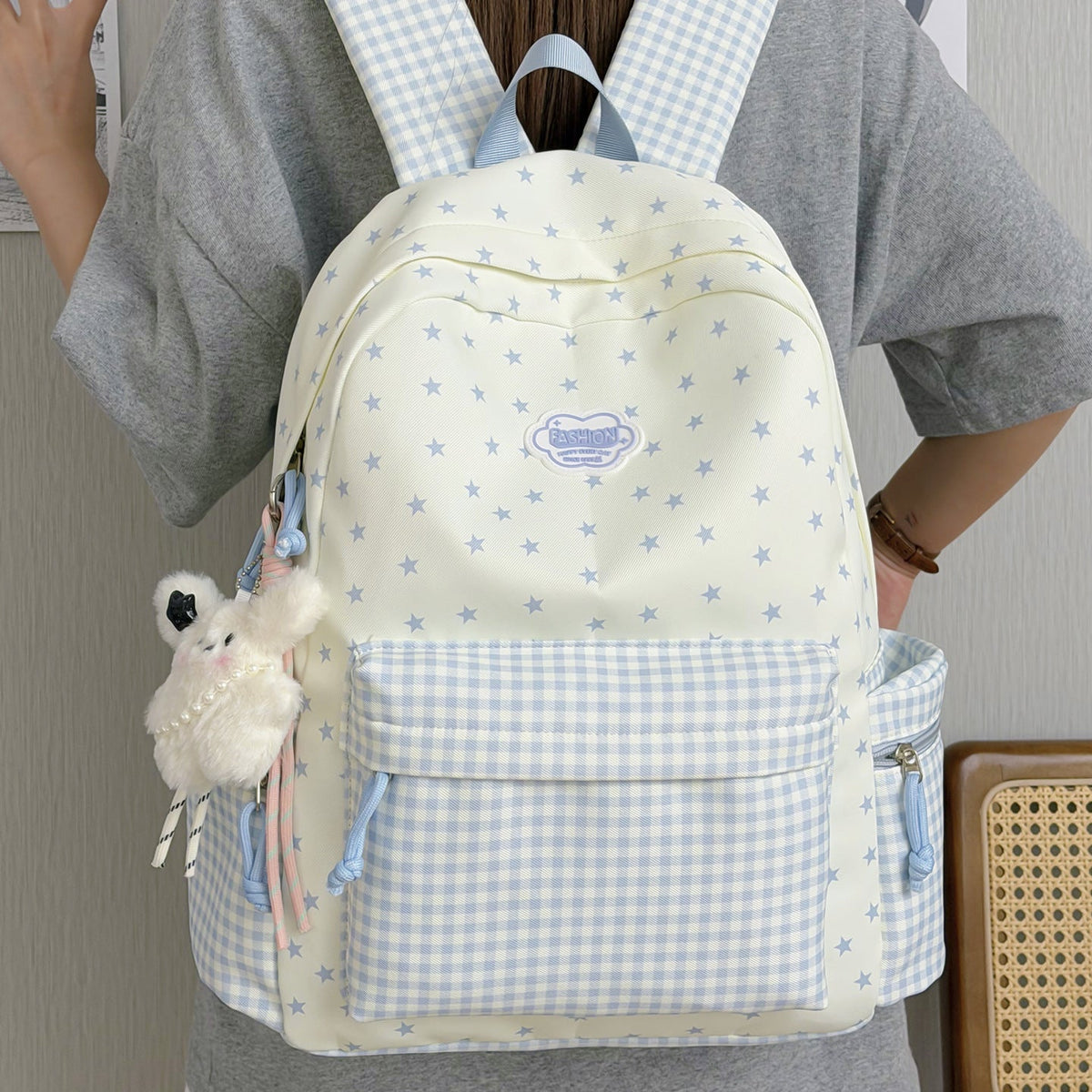 Fun Sparkly Star-Embellished School Backpack LoungeYard — product view 2