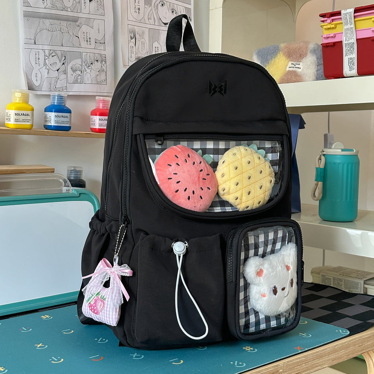 Functional Gingham Print Backpack LoungeYard — product view 7
