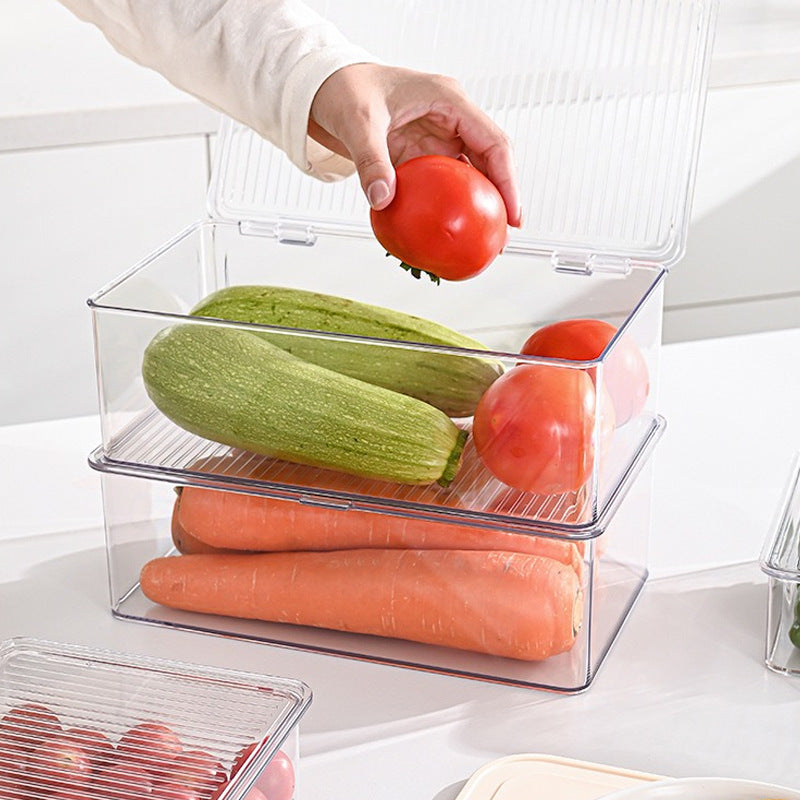 Plastic storage box with ribbed clip lid and stackable design — product view 3