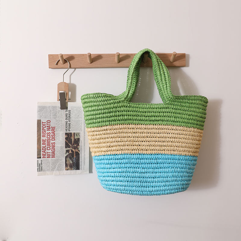 Handcrafted Durable Beach Bag with Cheerful Zigzag Pattern LoungeYard — product view 2