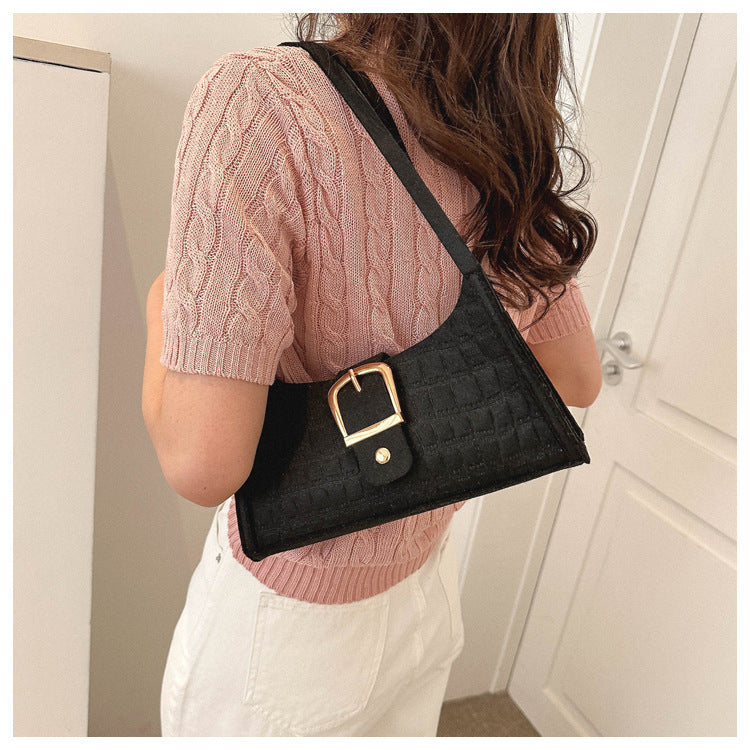 Crocodile-Patterned Handbag with Buckle Detail — product view 6