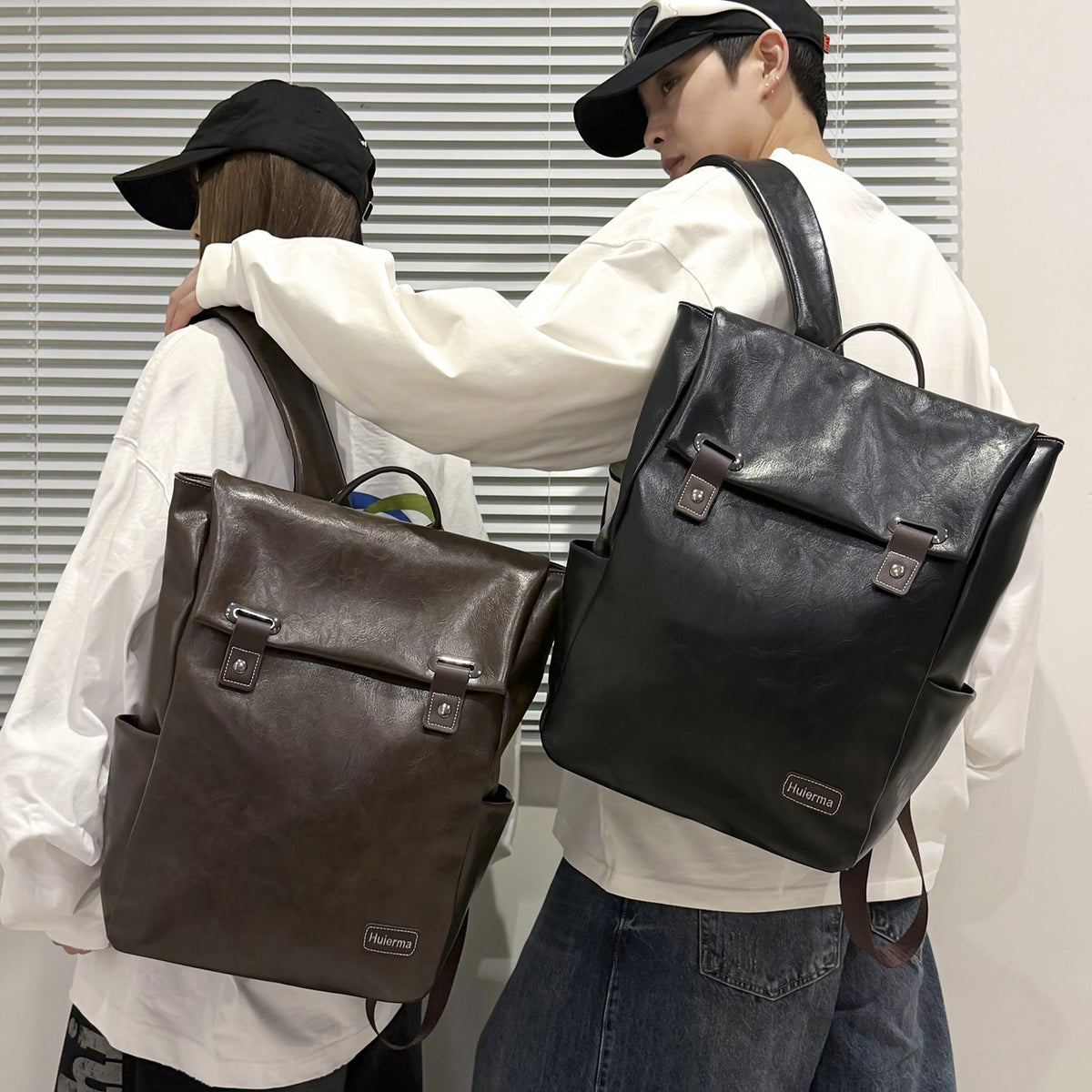 Fashionable Leather Backpack LoungeYard — product view 1