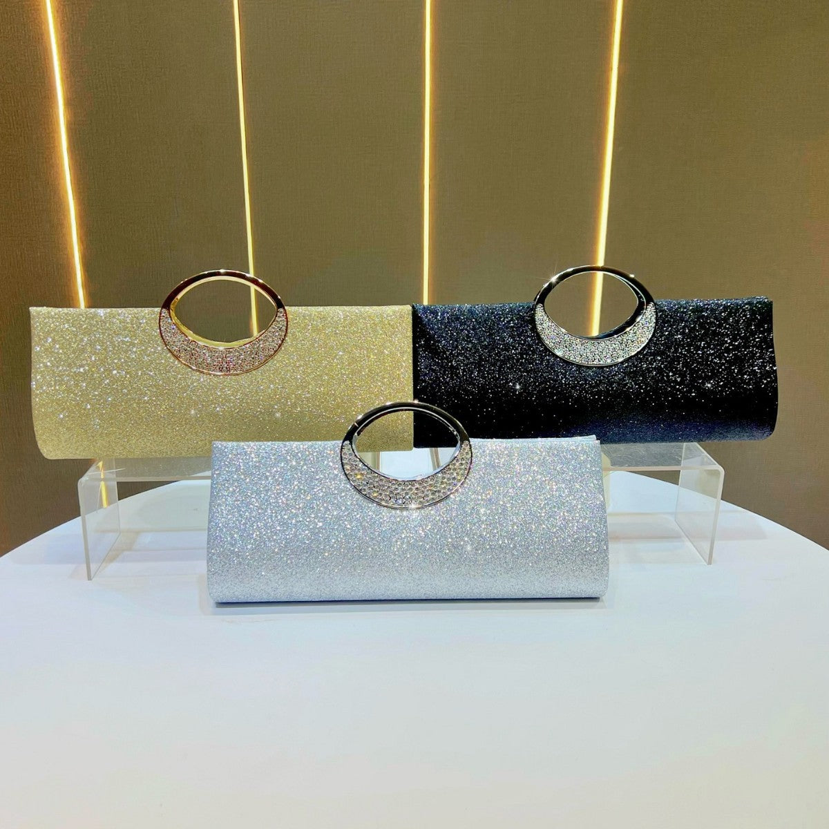 Sparkling Rhinestone-Accented Evening Clutch — product view 4