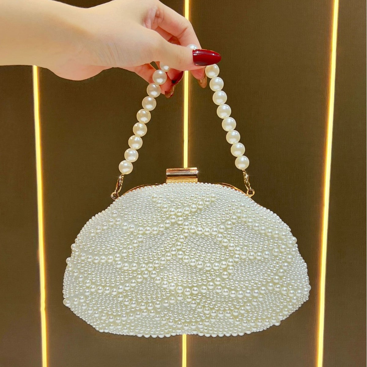Pearl-Embellished Handheld Evening Purse — product view 2