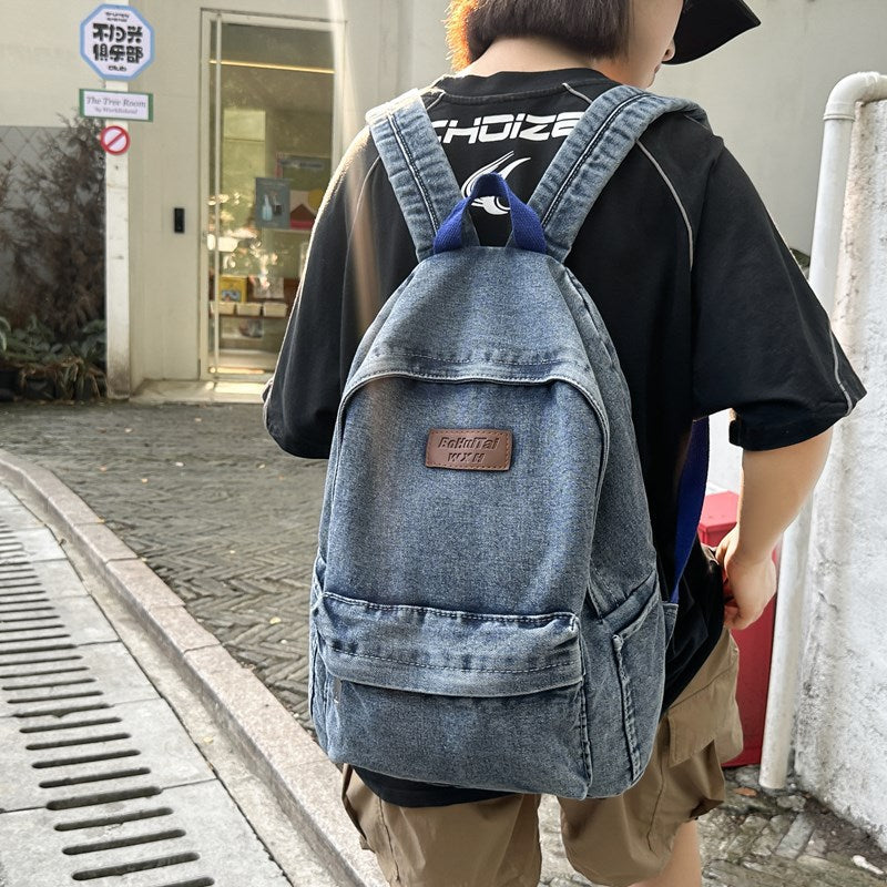 Denim Casual Backpack LoungeYard — product view 3