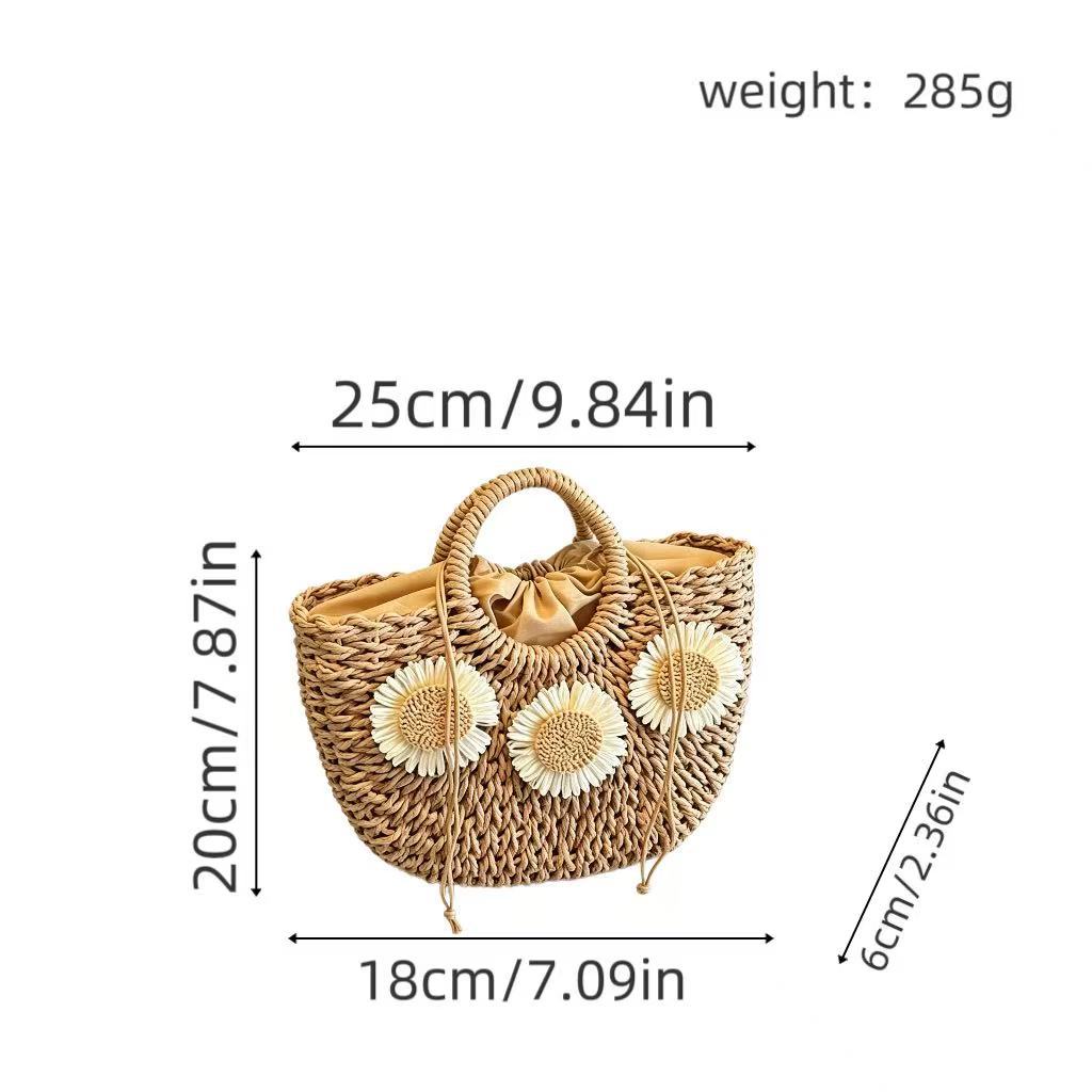 Padded basket bag with floral embellishments LoungeYard — product view 6