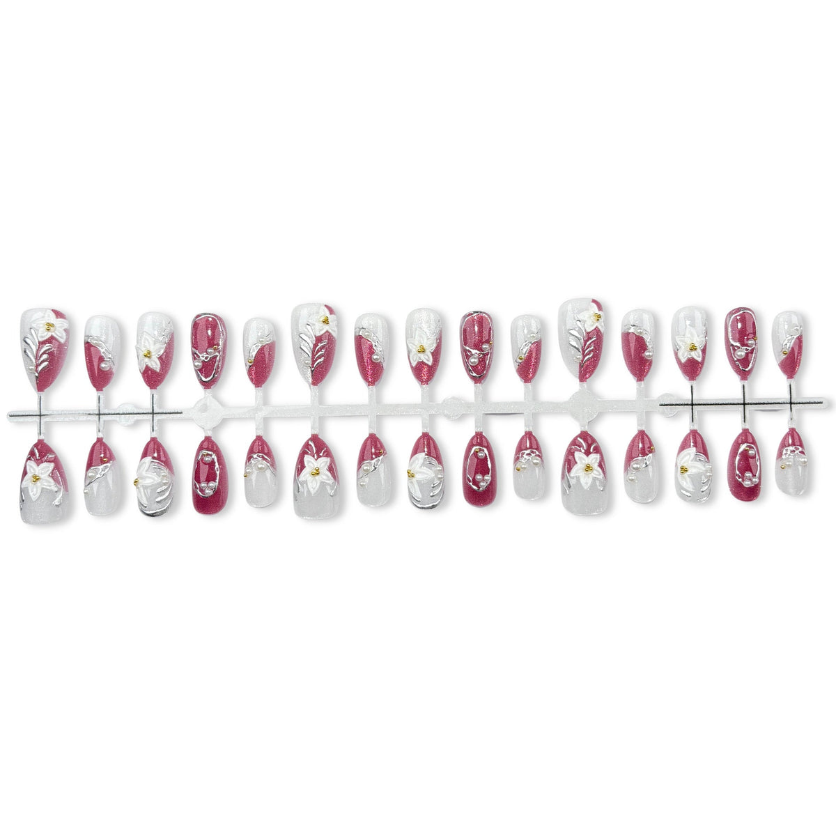 Elegant Press-On Nail Art Set with Bows and Floral Accents — product view 5