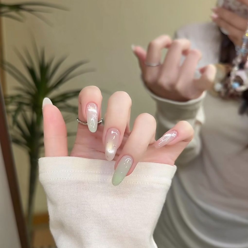 Ombre Floral Glitter Nail Extensions — product view 1