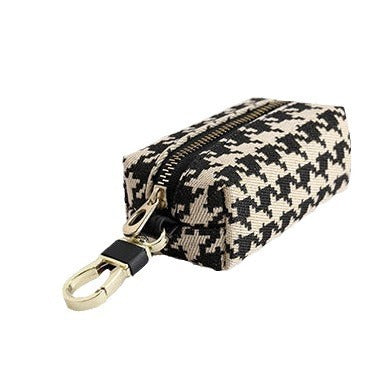 Double-Zippered Houndstooth Pattern Cosmetic Pouch LoungeYard — product view 4