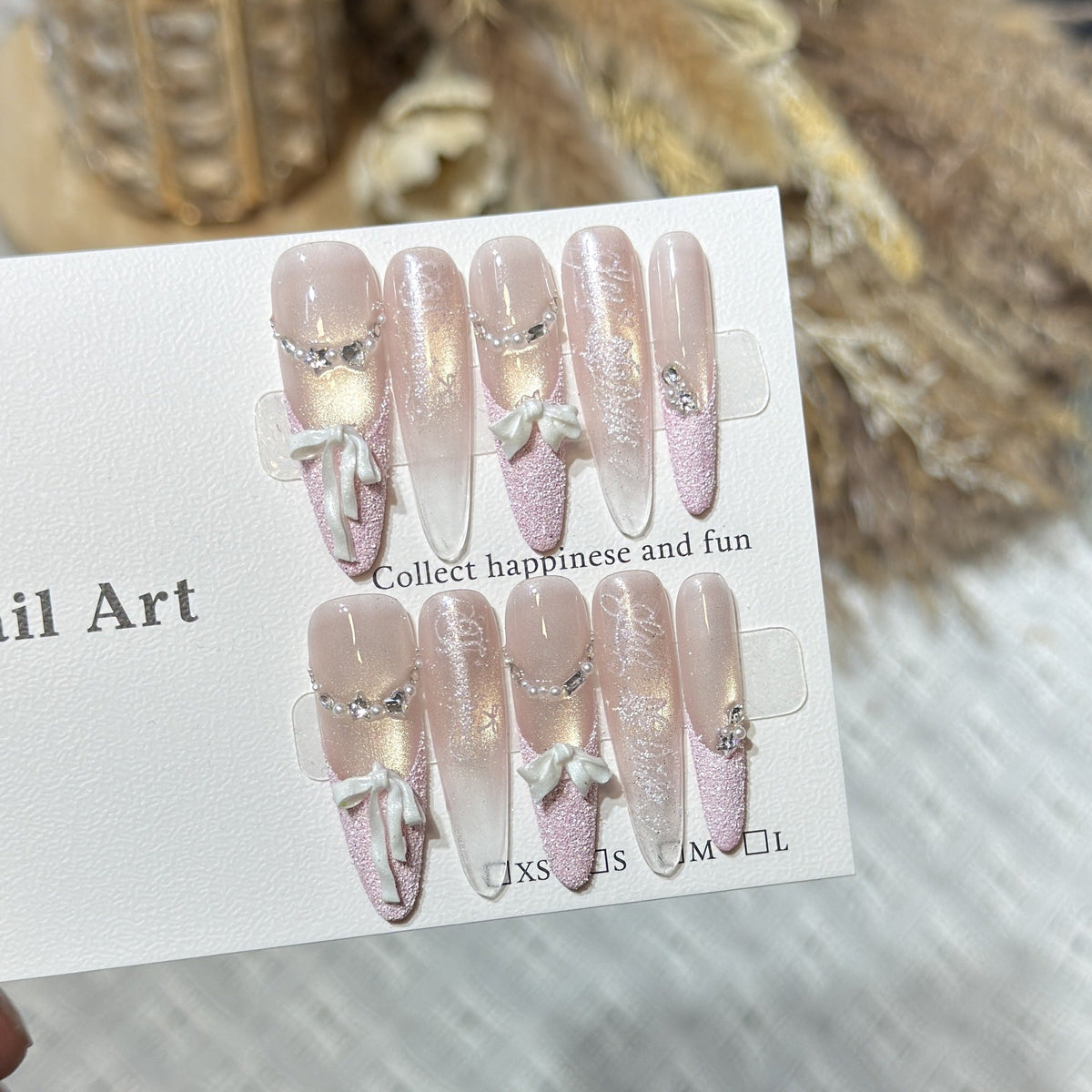 Decorative Bow-Embellished Press-On Nail Set — product view 3