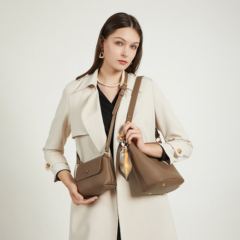 Textured Leather Bucket Bag LoungeYard — product view 2