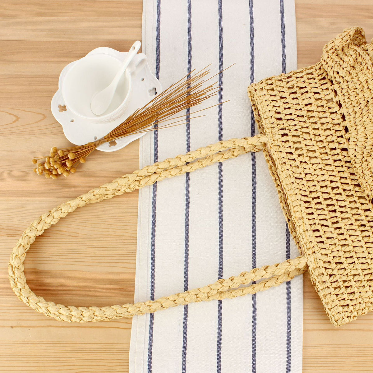 Braided backpack bag with stylish ruffle details LoungeYard — product view 2