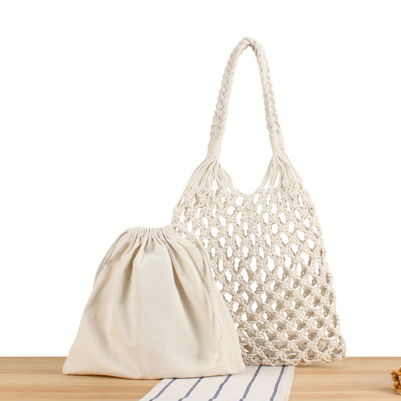 Handmade mesh tote bag with inner pouch LoungeYard — product view 1
