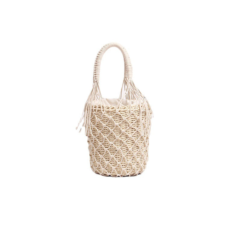 Braided Macrame Shoulder Bag with Decorative Fringe LoungeYard — product view 5