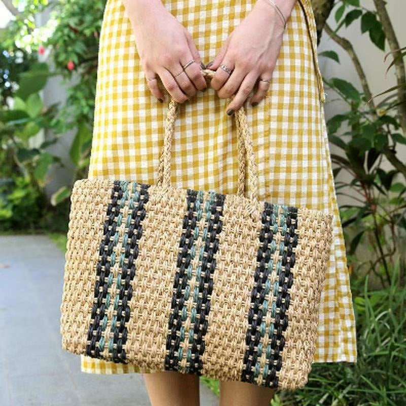 Handmade beach bag with colorful pattern LoungeYard — product view 4