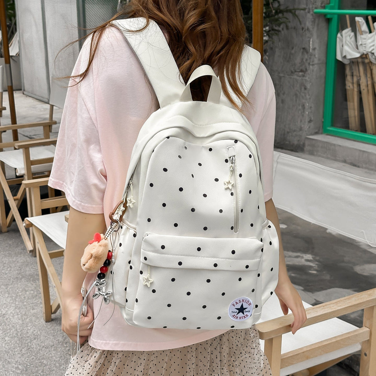 Playful Polka Dot Casual Backpack LoungeYard — product view 3
