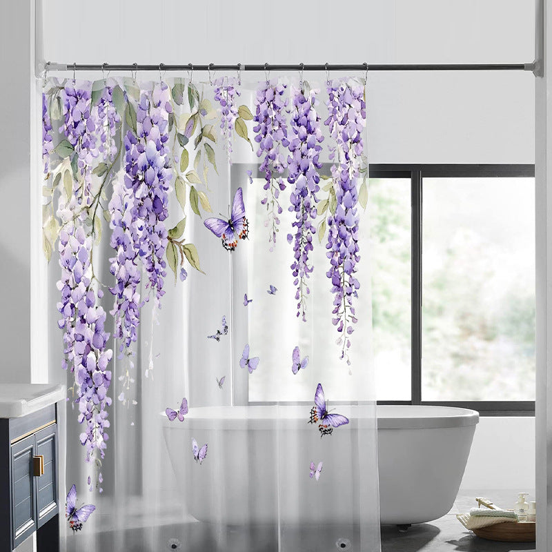 Floral Wisteria Shower Curtain LoungeYard — product view 2