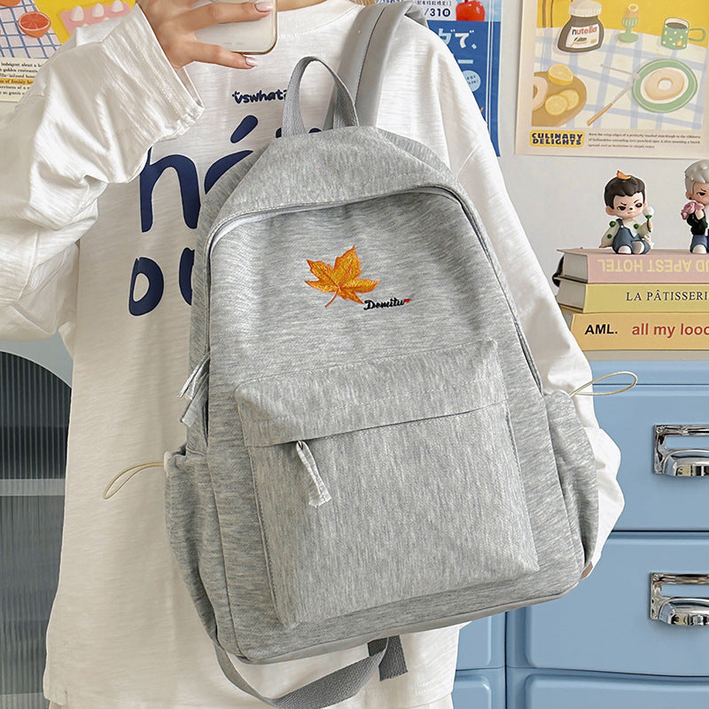 Casual Embroidered Leaf Backpack LoungeYard — product view 2
