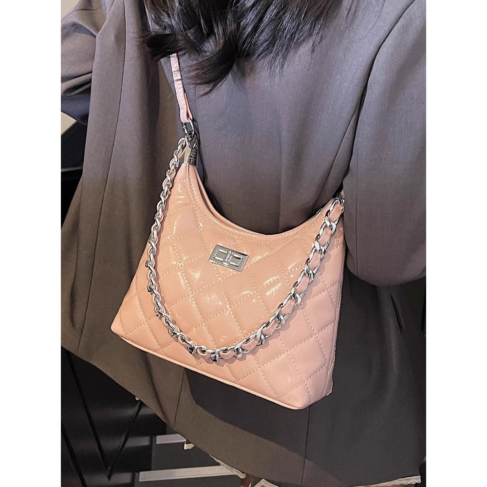 Quilted Faux Leather Chain Handbag LoungeYard — product view 5