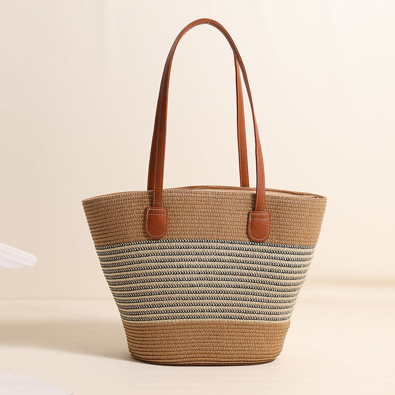 Elegant Bast Tote Bag with Leather Accents LoungeYard — product view 4
