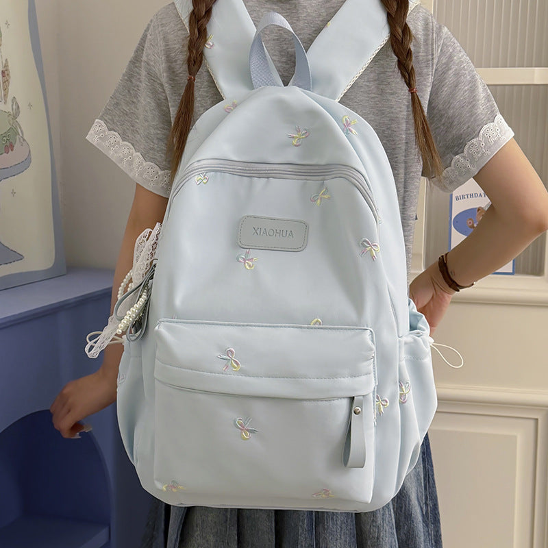 Embroidered Floral Detail Casual Backpack LoungeYard — product view 2