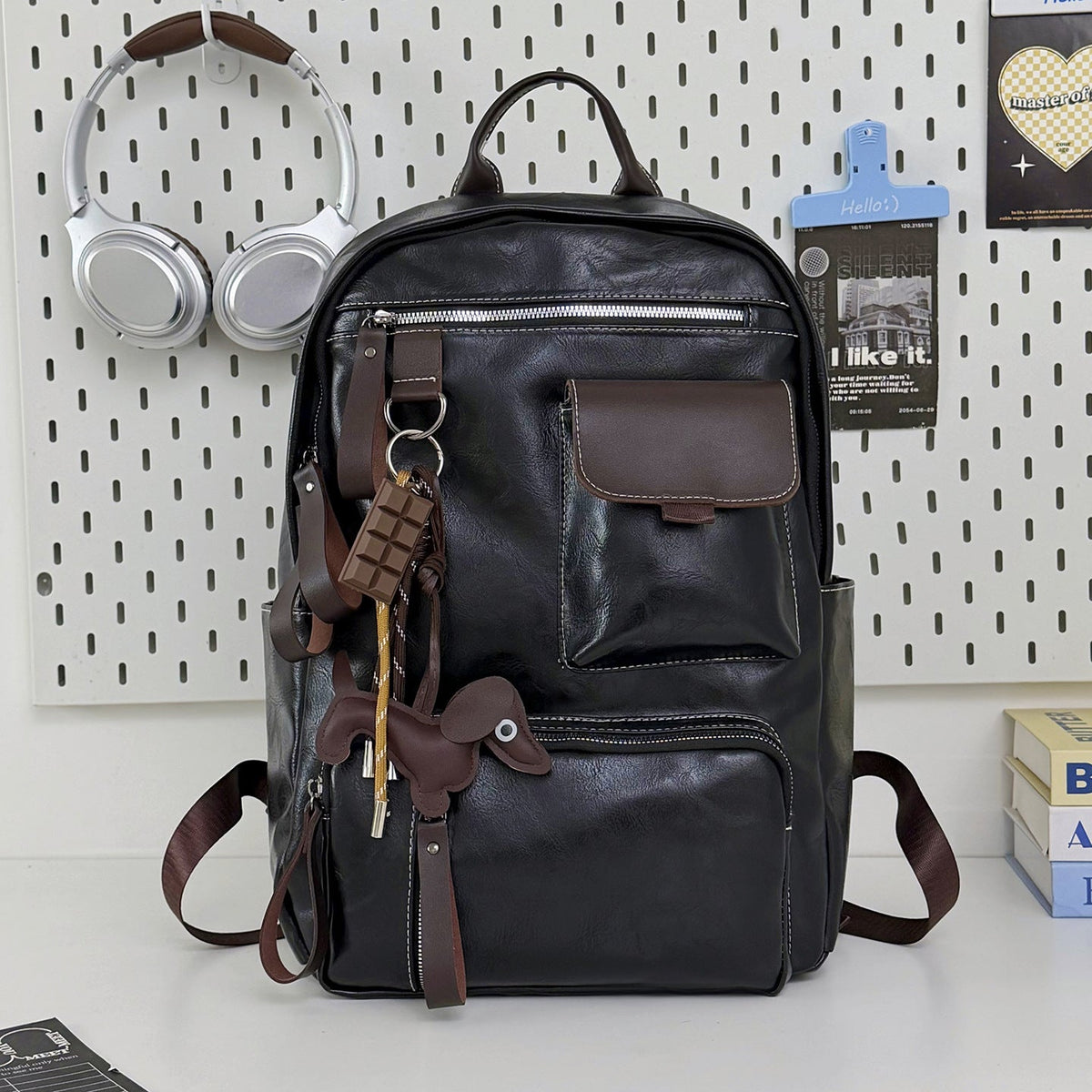 Durable Vintage Leather Backpack LoungeYard — product view 7