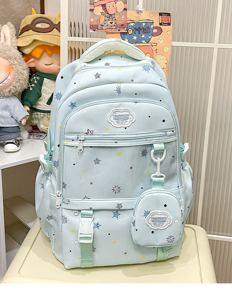 Stylish Star-Patterned School Backpack LoungeYard — product view 3