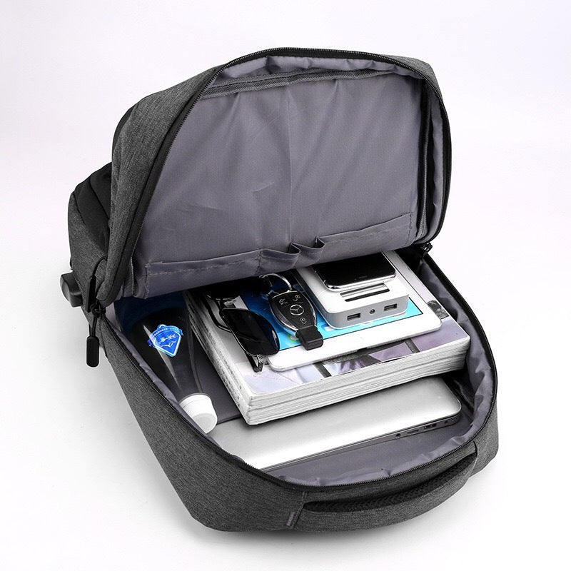 Modern business backpack with USB charging port LoungeYard — product view 3