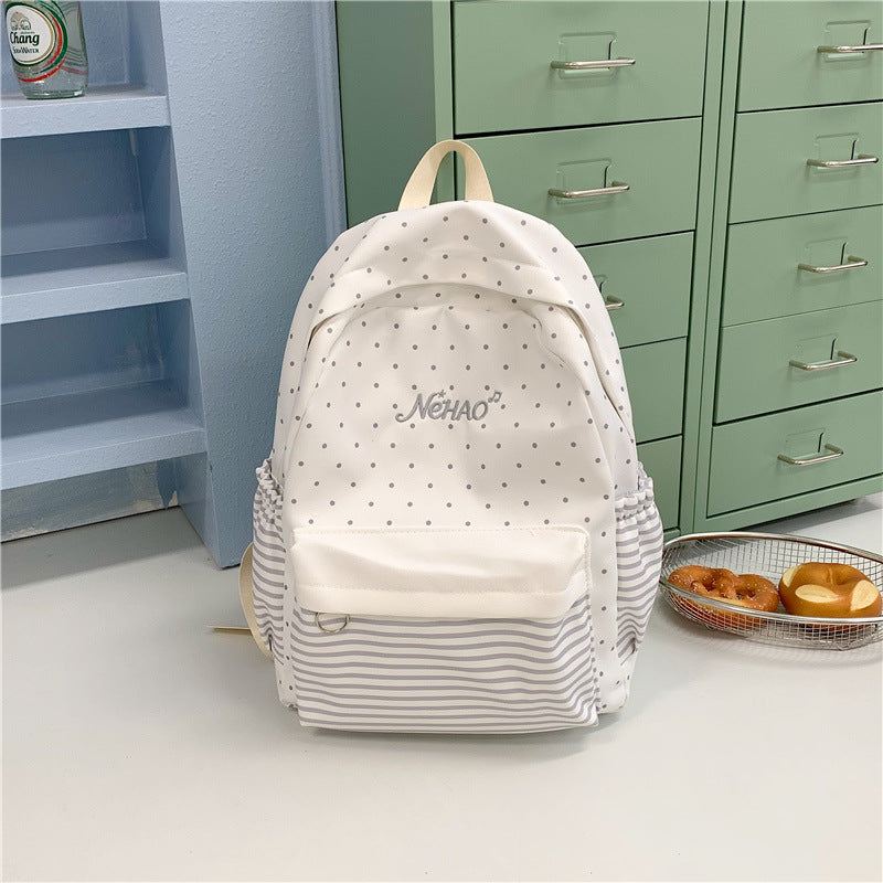 Polka Dot Print Casual Backpack LoungeYard — product view 6