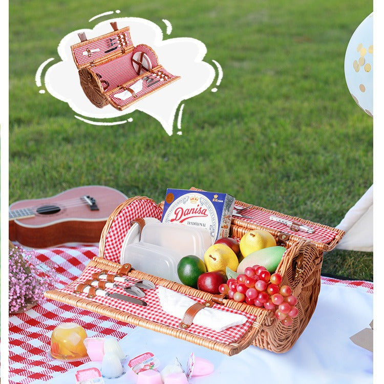 Women’s basket for romantic picnic outings with high-quality crockery LoungeYard — product view 1