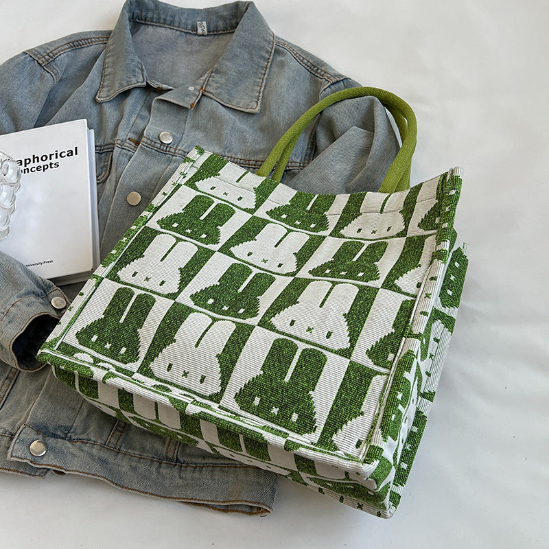 Cute Rabbit Print Canvas Tote Bag — product view 4
