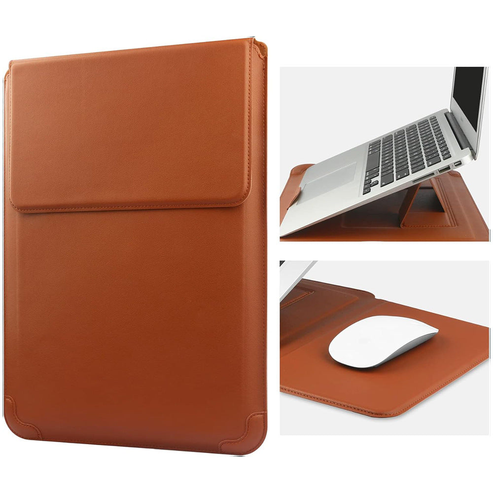Padded laptop sleeve with integrated foldable stand and mouse pad LoungeYard — product view 2