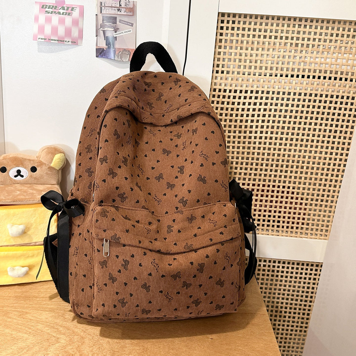 Cute Character-Embellished Casual Backpack LoungeYard — product view 6